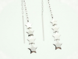 2 Paires De Boucles D'oreilles En Argent 925 Avec étoiles - Créoles Et Clous Zircon Pour Femme